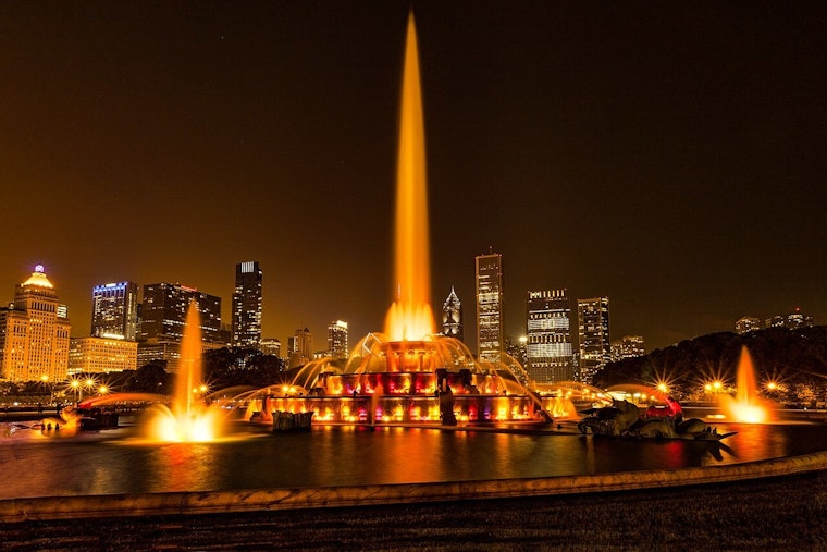 Final Curtain Call for Buckingham Fountain's 2025 Season in Grant Park Chicago on Halloween Night