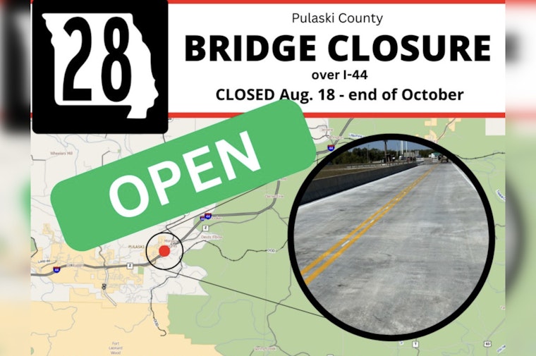 First of Six Bridges Reopens on Missouri Route 28 over I-44, Marking Progress in Phelps and Pulaski Counties Infrastructure Upgrade
