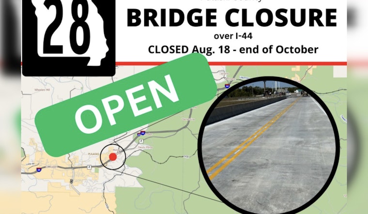 First of Six Bridges Reopens on Missouri Route 28 over I-44, Marking Progress in Phelps and Pulaski Counties Infrastructure Upgrade