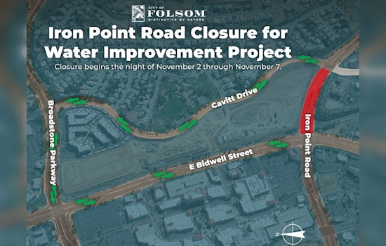 Folsom Announces 5-Day Closure of Iron Point Road for Water Pipeline Installation