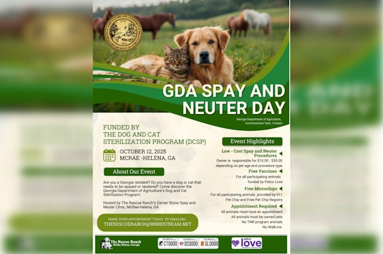 Georgia Department of Agriculture Launches Spay and Neuter Initiative to Curb Pet Overpopulation in Rural Areas