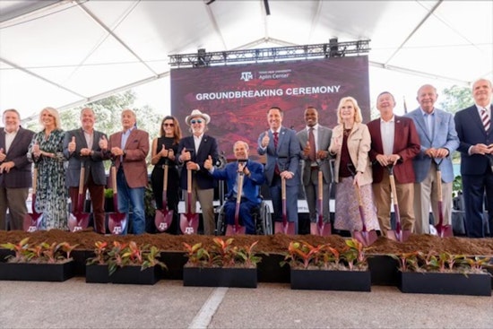 Governor Abbott Lays First Stone at Future Aplin Center at Texas A&M in College Station