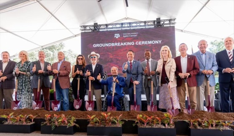 Governor Abbott Lays First Stone at Future Aplin Center at Texas A&M in College Station