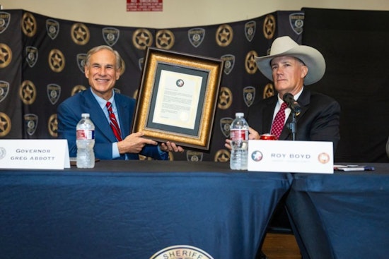 Governor Greg Abbott Honors Live Oak County Sheriff Larry Busby for Four Decades of Service at Coastal Bend Peace Officers Association Ceremony