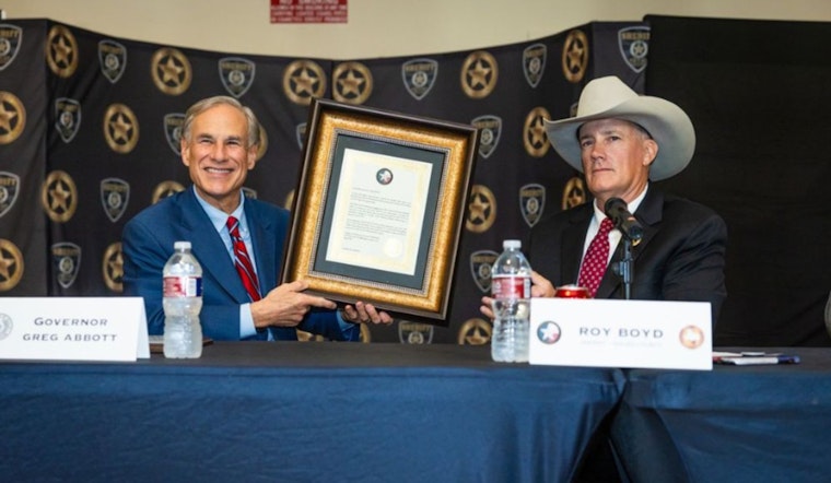Governor Greg Abbott Honors Live Oak County Sheriff Larry Busby for Four Decades of Service at Coastal Bend Peace Officers Association Ceremony