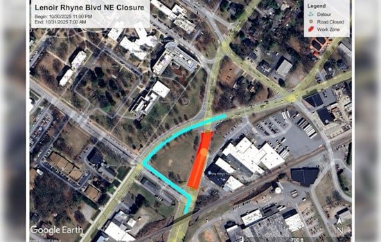 Hickory's Lenoir Rhyne Blvd NE Closed Overnight for Traffic Signal Work; Detours in Place