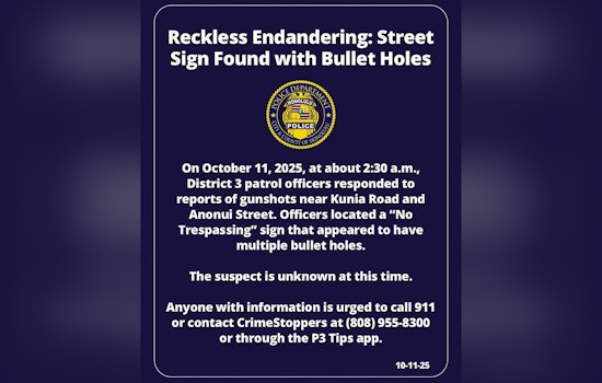 Honolulu Police Investigate Reckless Gunfire on Kunia Road as They Seek Public's Help to Identify Perpetrator