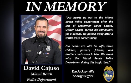 Jacksonville Sheriff's Office Extends Heartfelt Condolences After Miami Beach Officer's Tragic Passing
