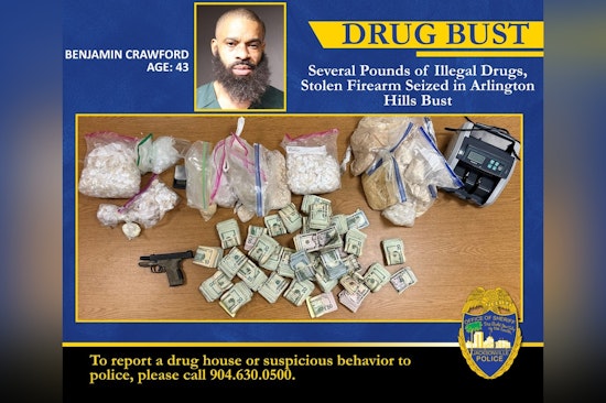 Jacksonville Sheriff's Office Seizes Drugs and Stolen Firearm as Suspect Faces Multiple Charges