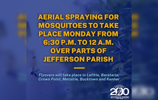 Jefferson Parish Schedules Aerial Mosquito Spraying Over Kenner, Metairie and Surrounding Areas