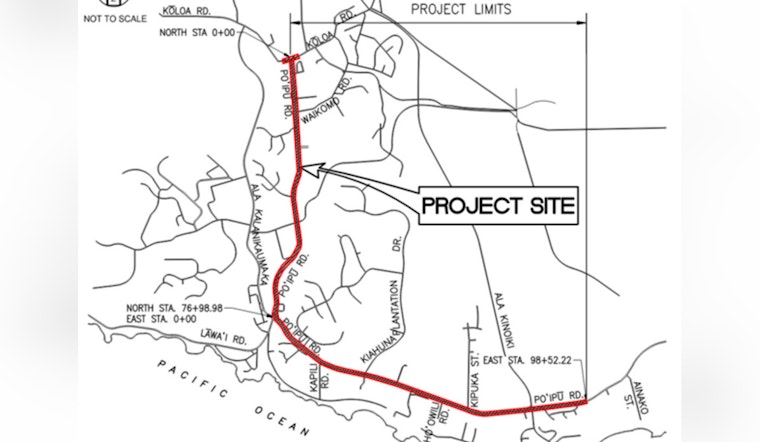 Kauai Drivers Alert: Intermittent Lane Closures on Po‘ipū Road Starting Mid-October for Infrastructure Improvements