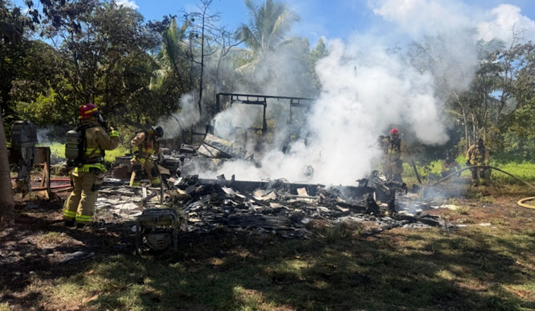 Kaua‘i Fire Department Extinguishes Moloa‘a House Fire, Reports No Injuries and $105,000 in Damages