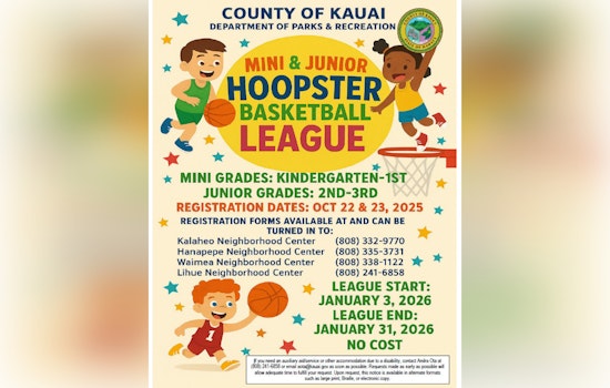 Kaua‘i Opens Registration for 2026 Mini and Junior Hoopster Basketball Leagues - Free for Youngsters!