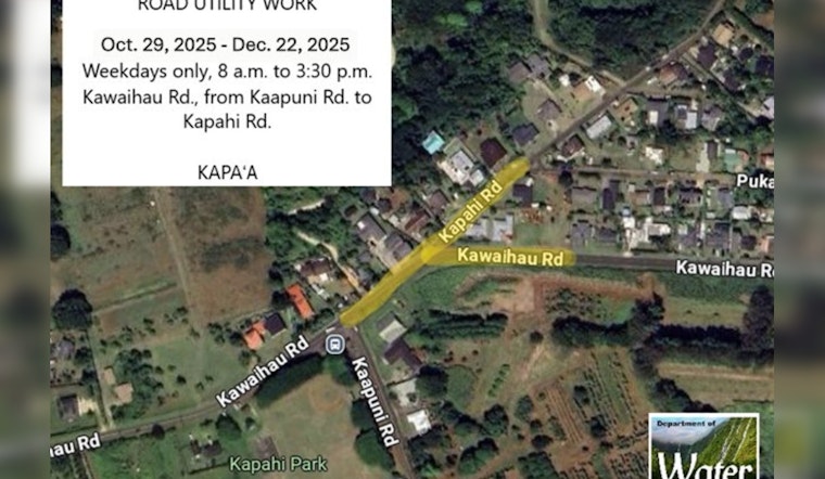 Kawaihau Road Undergoes Crucial Water System Upgrade, Delays Expected Through December