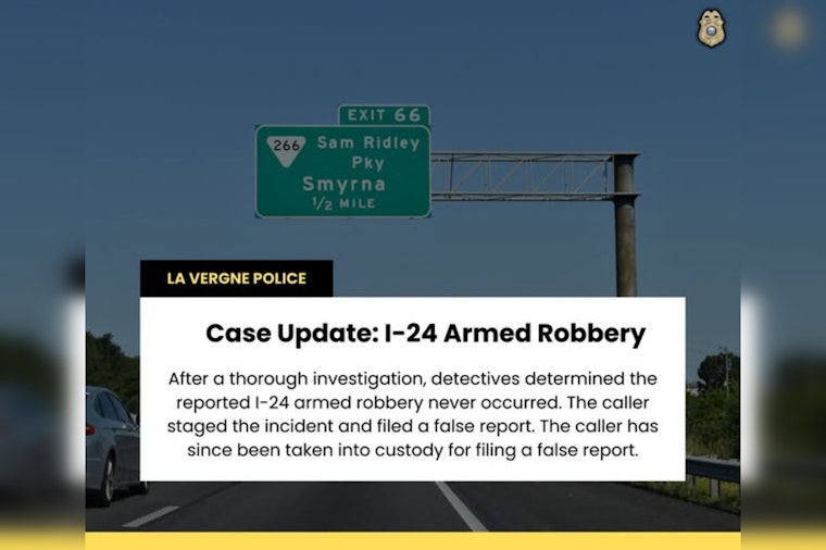 La Vergne Police Uncover False Armed Robbery Report, Suspect Charged with Filing a Fake Incident