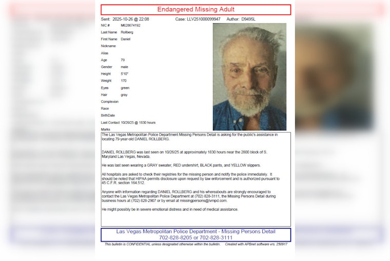Las Vegas Police Seek Public's Help to Find Missing 79-Year-Old Daniel Rollberg