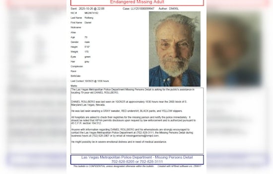 Las Vegas Police Seek Public's Help to Find Missing 79-Year-Old Daniel Rollberg