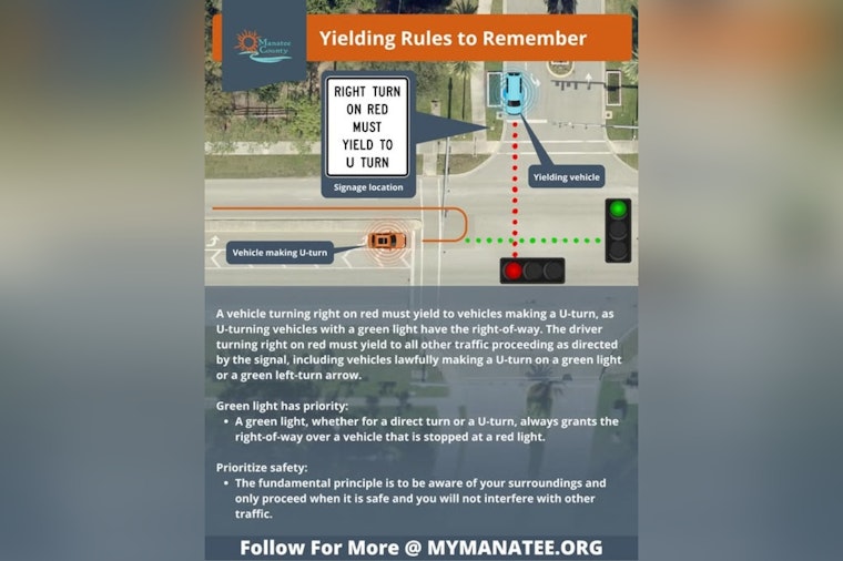 Manatee County Government Urges Drivers to Review Right on Red Yielding Rules for Safer Roads