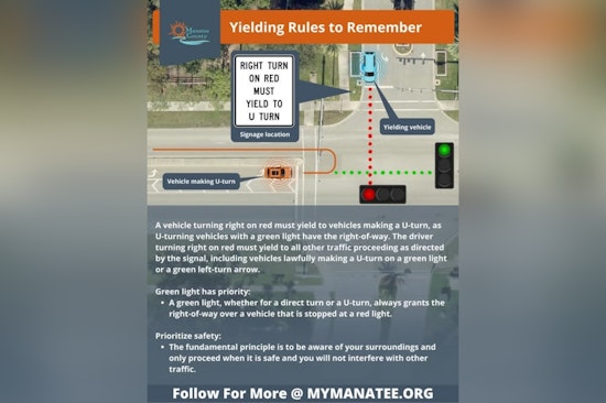 Manatee County Government Urges Drivers to Review Right on Red Yielding Rules for Safer Roads