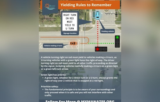 Manatee County Government Urges Drivers to Review Right on Red Yielding Rules for Safer Roads
