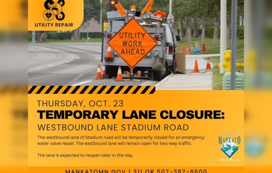 Mankato Traffic Alert: Stadium Road Westbound Lane Closure for Emergency Repairs