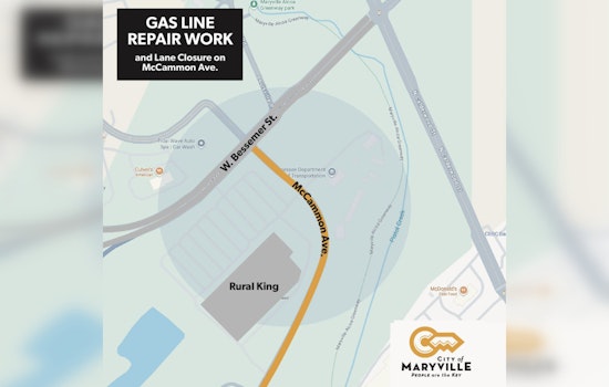 Maryville Commuters Alerted to McCammon Ave Lane Closure for Gas Line Repairs Near Rural King