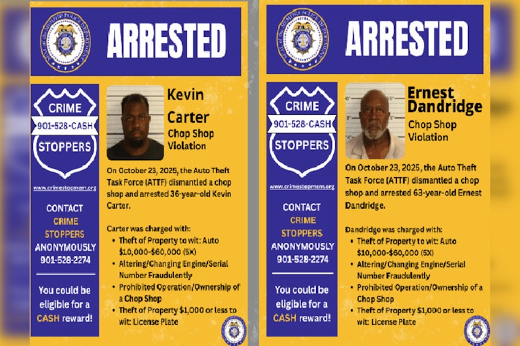 Memphis Chop Shop Busted, Two Charged in Pinedale Avenue Illegal Operation