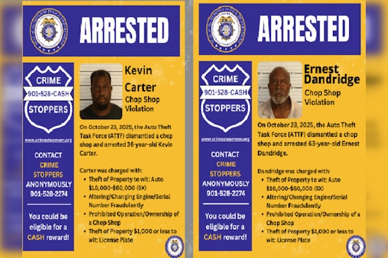 Memphis Chop Shop Busted, Two Charged in Pinedale Avenue Illegal Operation