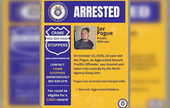 Memphis Police Nab "Aggravated Assault Prolific Offender" Ser Pogue in Ongoing Crime Clampdown