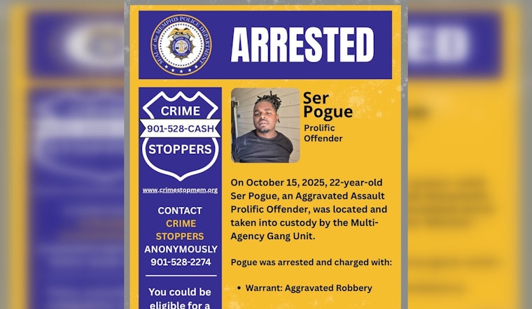 Memphis Police Nab "Aggravated Assault Prolific Offender" Ser Pogue in Ongoing Crime Clampdown