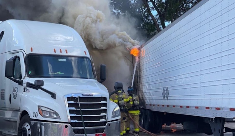 Miami-Dade Fire Rescue Extinguishes Tractor-Trailer Fire in Opa-locka, Prevents Injuries and Environmental Damage
