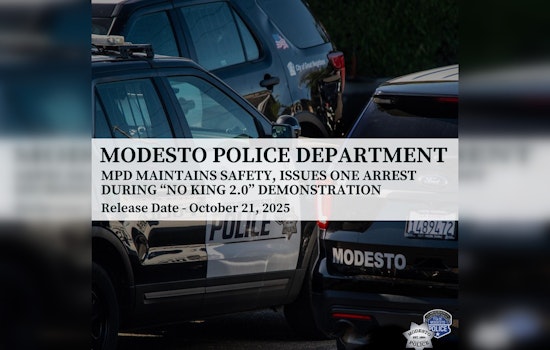 Modesto's 'No King 2.0' Demonstration Ends with One Arrest and Ensured Public Safety