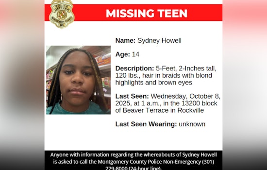 Montgomery County Police Seek Public Help to Locate Missing 14-Year-Old Sydney Howell