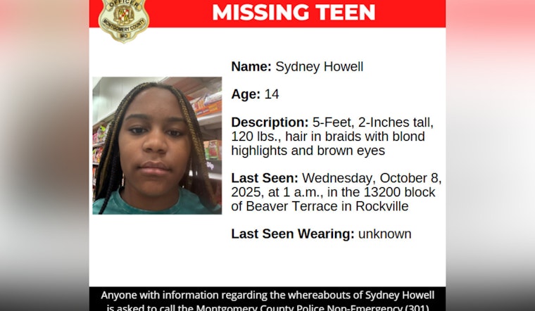 Montgomery County Police Seek Public Help to Locate Missing 14-Year-Old Sydney Howell