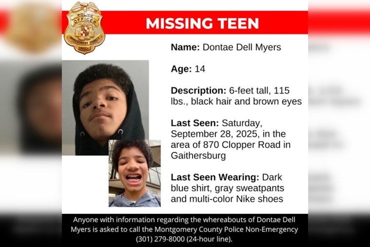 Montgomery County Police Seek Public's Help to Locate Missing 14-Year-Old Dontae Dell Myers