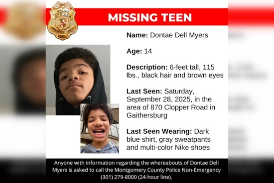 Montgomery County Police Seek Public's Help to Locate Missing 14-Year-Old Dontae Dell Myers