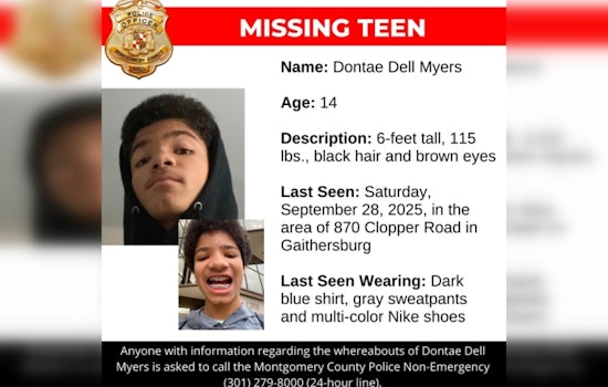 Montgomery County Police Seek Public's Help to Locate Missing 14-Year-Old Dontae Dell Myers