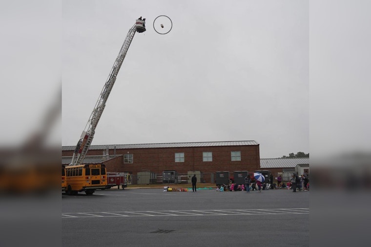 Mooresville Fire-Rescue Drops Pumpkins for Science at Lakeshore Elementary's Annual Event