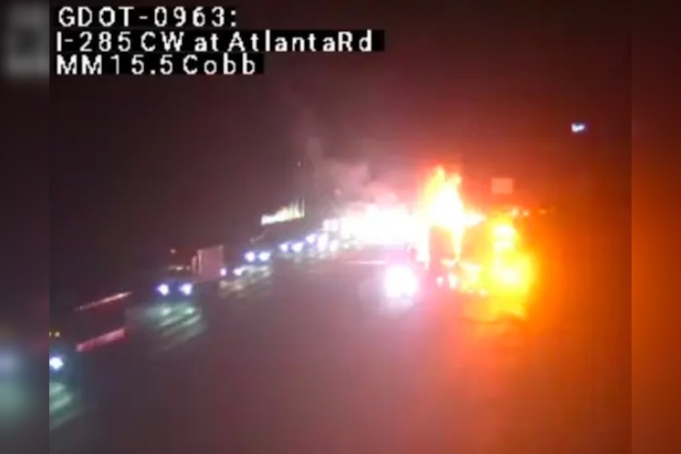 Motorcyclist Critically Injured in Fiery Collision With Tractor-Trailer on I-285 in Cobb County