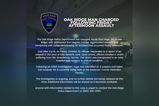 Oak Ridge Man Charged with Attempted Murder Following East Newkirk Lane Assault