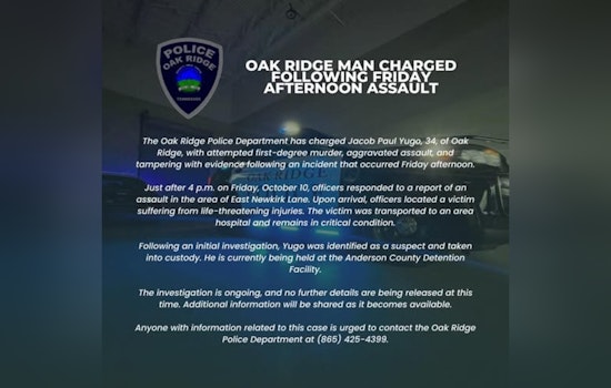 Oak Ridge Man Charged with Attempted Murder Following East Newkirk Lane Assault