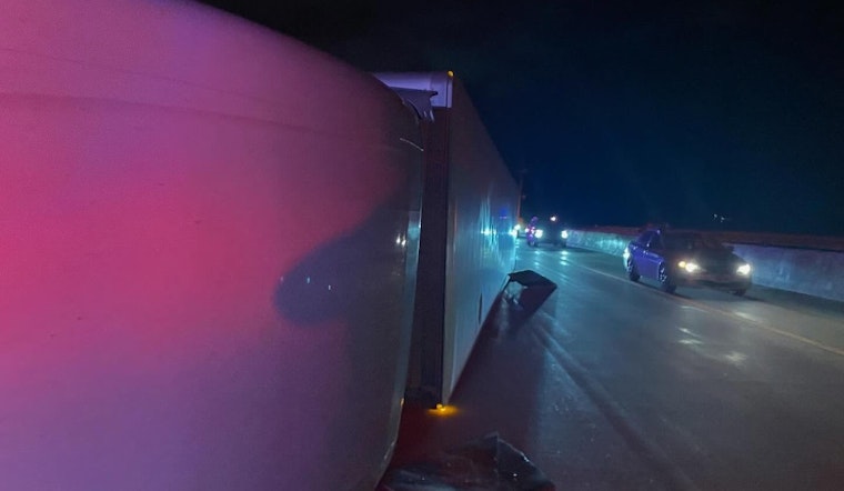 Overturned Semi on I-580 Southbound Near Mt. Rose Highway Causes Delays for Reno Commuters