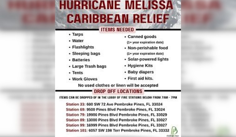 Pembroke Pines Rallies Support for Hurricane Melissa Victims with Essential Supplies Drive