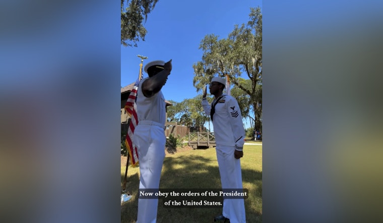 Petty Officer Taurean Wong Honored with Junior Sailor of the Year Re-enlists at Historic Fort Mose Site in St. Johns County
