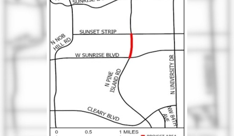 Plantation and Sunrise Residents Alerted to Nighttime Roadwork on North Pine Island Road