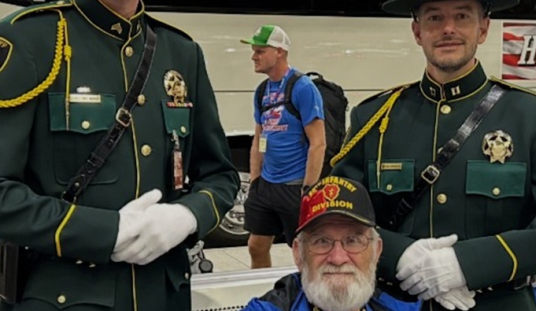Portland Airport Welcomes Home Honor Flight Veterans with Patriotic Salute by Multnomah County Sheriff's Honor Guard