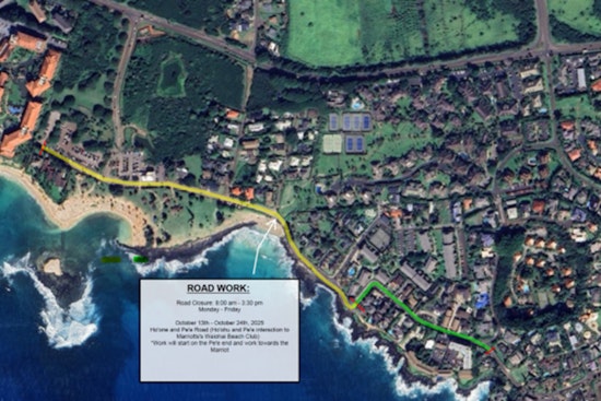 Roadwork Alert: Upcoming Disruptions on Hoone Road in Po‘ipū from Oct. 13-24