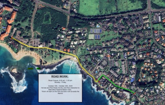Roadwork Alert: Upcoming Disruptions on Hoone Road in Po‘ipū from Oct. 13-24