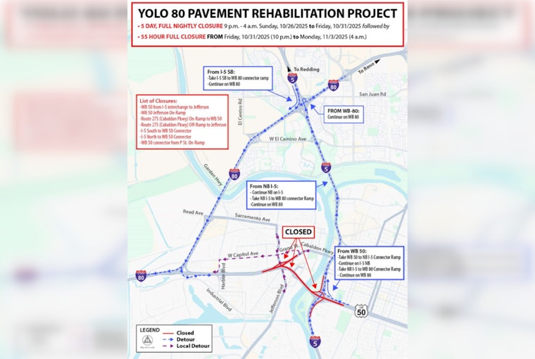 Sacramento Highway 50 Connector To Close For 55 Hours