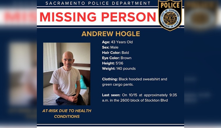 Sacramento Police Seek Help to Locate Missing At-Risk Man Last Seen on Stockton Boulevard